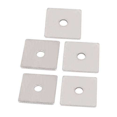 uxcell M6 x 30mm Square Stainless Steel Flat Repair Plate Silver Tone 5pcs