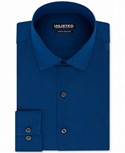 Kenneth Cole Unlisted Mens Large Slim Fit Dress Shirt Blue L