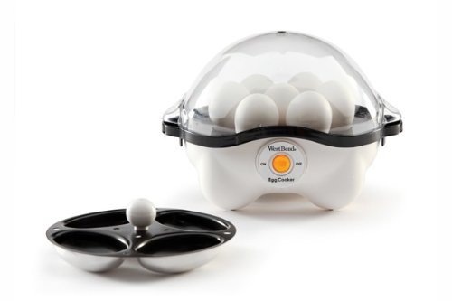Electric Egg Cooker - Egg Steamer - Stainless Steel - White - 14 Ounces - 2.25 Pounds