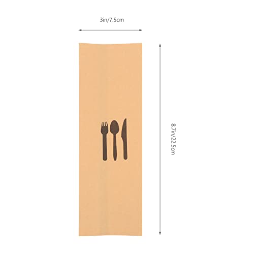 Cabilock Kraft Paper Cutlery Holder 100Pcs Disposable Silverware Sleeves Pockets for Parties Weddings Banquets Restaurant Tableware - Image 4
