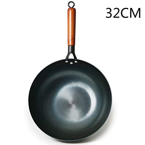 Wok de hierro con mango de madera 32 cm miniatura 2