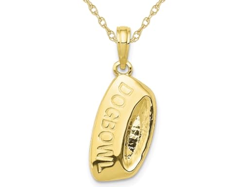 Gem And Harmony 10K Yellow Gold Polished Dog Bowl Charm Pendant Necklace with Chain