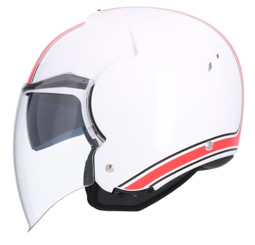 Casco Jet Shiro Modelo Tokio SH-64 Master Blanco/Rojo Talla XXL