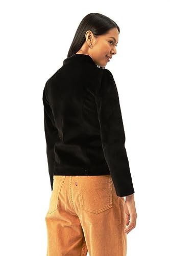 Image of Leather Retail Long Winter Wear Velvet Jacket For Women