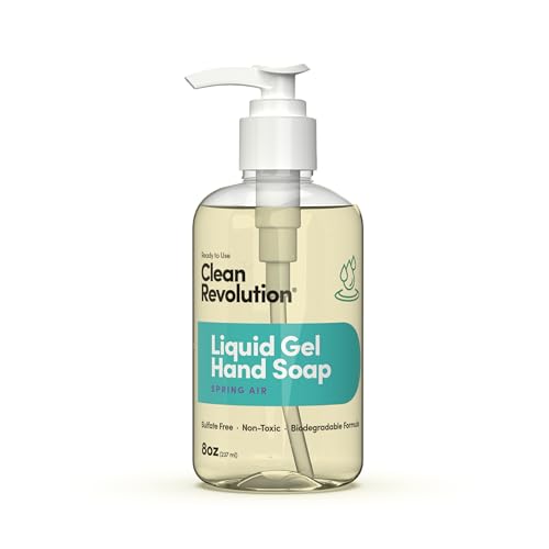 Image of Clean Revolution Liquid Gel Hand Soap, Silky Rich Liquid, Quick Lather, Fast Rinsing, Contains Real Essential Oils (Spring Air) 8 Fl Oz (Pack of 6)