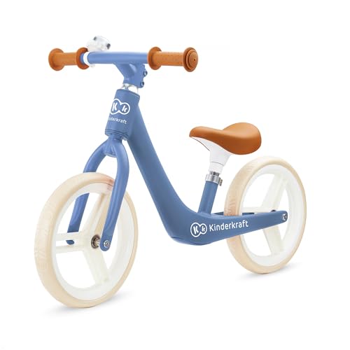 kk Kinderkraft Bicicleta sin Pedales FLY PLUS, Ligera, Asiento ajustable, Retro, Azul
