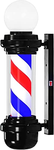 Enseigne barber pole lumineuse LED rotative de 100 cm pour façade de salon
