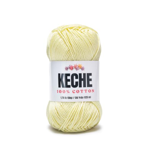 Image of Cotton Yarn - 100% Cotton Yarn for Crocheting and Knitting, Mercerized Cotton Amigurumi Yarn Fine-Sport 2 1.76 oz (50g) / 136 Yrds (125 m) - Butter Yellow