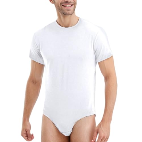 Men's Onesie Pajamas Short Sleeve Bodysuit Short Summer Romper Thin Full Coverage Jumper Soft Comfy