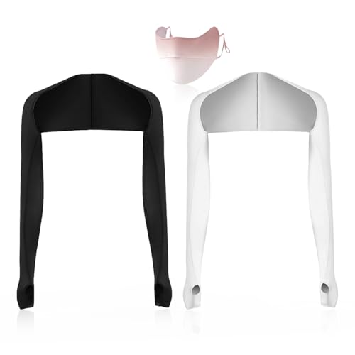 ZGDEIWGF 2 piezas de mangas de chal, 1 pieza de máscara de protección solar, chal de protección solar integrado, mangas de hombro, conjunto de protección solar de verano