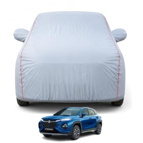 Image of Compatible with Grand Vitara 2022-2026 Models 100% Waterproof Car Cover for All Weather Protection Mirror & Inner Cotton Triple Stitched Cover, Adjustable Belt Bottom Elastic (Dark Grey)