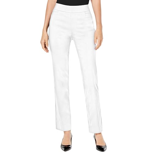 JM Womens Petite Tummy Control Pull-On Pants White Bright PM