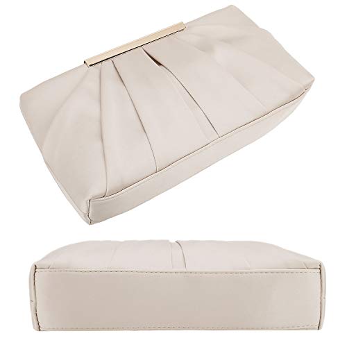 CHARMING TAILOR Clutch Evening Bag Elegant Pleated Satin Clutch Formal Party Handbag Classy Purse for Women (Champagne)