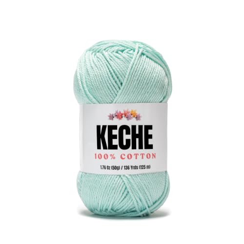 Image of Cotton Yarn - 100% Cotton Yarn for Crocheting and Knitting, Mercerized Cotton Amigurumi Yarn Fine-Sport 2 1.76 oz (50g) / 136 Yrds (125 m) - Mint Green