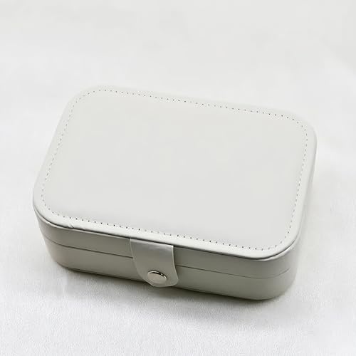 Image of Lazer Accessories Jewellery Organiser PU Leather Zipper Portable Storage Box Case with Dividers Container for Rings, Earrings, Necklace Home Organizer | Cream White