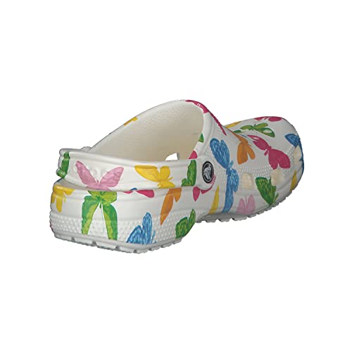 Image of Crocs Men's and Women's Classic Graphic Clog, Butterfly /White, 4 Women / 2 Men