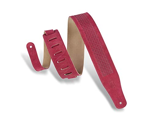Levy’s Leathers MS26SQ-BRG Sangle de guitare en daim Motif floral Bordeaux 6,3 cm - Les Beatles, Paul McCartney, John Lennon, RIngo Starr, George Harrison Levy's Leathers MS26SQ-BRG Sangle de guitare en daim Motif floral Bordeaux 6,3 cm