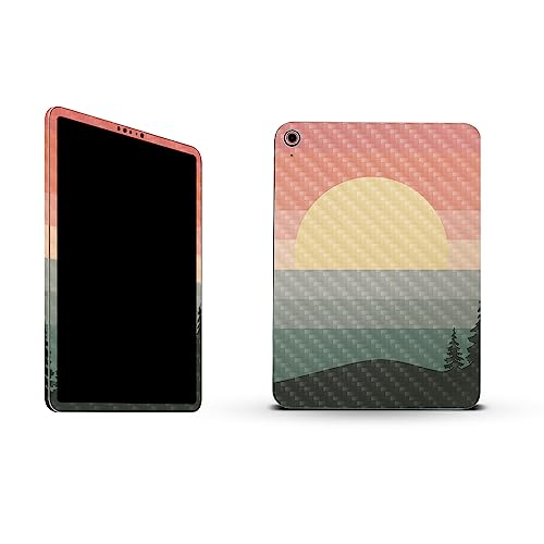 Image of MightySkins Carbon Fiber Skin Compatible with Apple iPad 10.9 inch 10th Gen (2022) Full Wrap Kit - Sunset Forest | Protective, Durable Textured Carbon Fiber Finish | Easy to Apply | Made in The USA