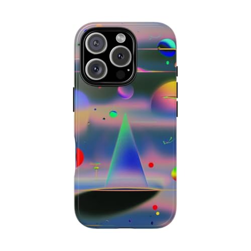 Coque rigide iPhone 16 Pro brillante au motif pyramide colorée