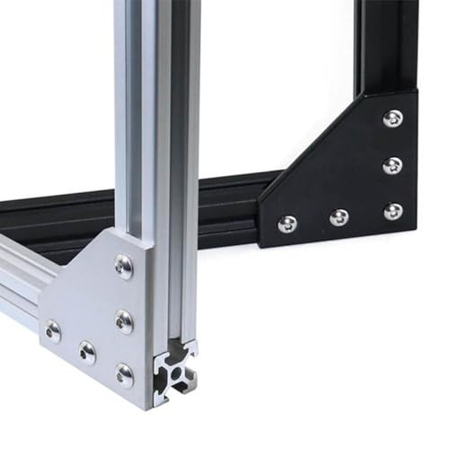 Support d'angle en aluminium noir pour profilé 2020 avec 5 trous