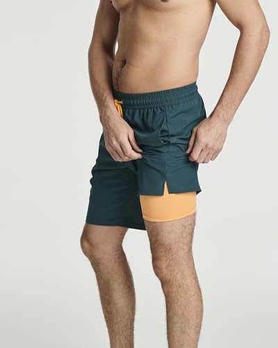 Real Essentials 3 Pack: Men's 9" Inch 2 in 1 Board Shorts with Compression Liner - Bathing Suit with Back Flap Pocket4