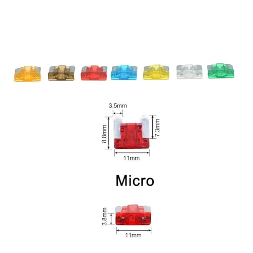 50 unidades de fusibles para auto y camión 5A, 7.5A, 10A, 15A, 20A, 25A, 30A en caja de plástico con clip miniatura 5