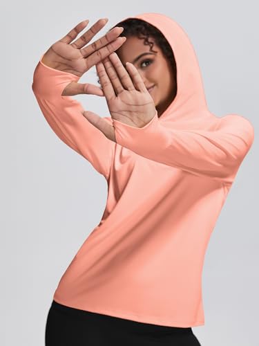 Damska bluza z kapturem UPF 50+, ochrona przed słońcem, koszulka SPF, długi rękaw, wędrówki, lekka, szybkoschnąca, ochrona przed promieniowaniem UV, odzież outdoorowa z otworem na kciuk, ukryty otwór