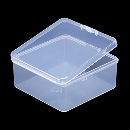 Image of Square Clear Craft Supply Case (3.23 x 3.23 x 1.58 Inch),12 Pack Plastic Storage Containers with Lids, Square Bead Organizers for Beads, Earplugs, Pins, Small Items etc