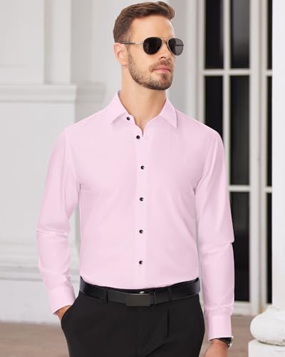Image of Alimens & Gentle Men's Dress Shirts Long Sleeve Wrinkle Free Stretch Business Casual Wedding Button Down Shirt