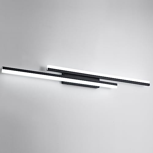 Image of PRESDE 48 Inch LED Vanity Light Bar, Modern Black Bathroom Lighting Fixture Over Mirror