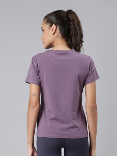 Image of XTEP Running Series, Short Sleeve, Slim Fit, Superior Comfort, Cotton & Elastane, Twill Weave, Typography Printed Comfort Running T-Shirt for Women (Light Purple)