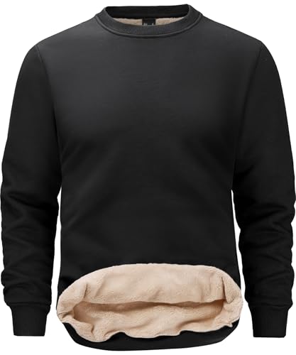 Tansozer Pullover Herren Winter Warm Fleece Sweatshirt Ohne Kapuze Pulli...