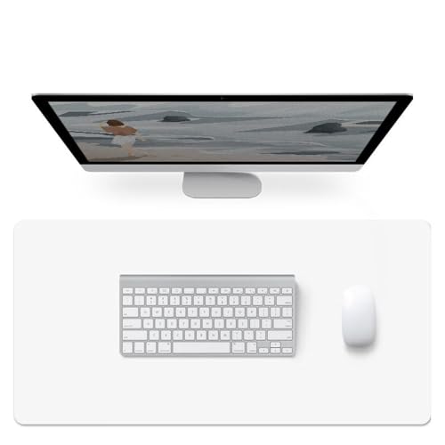 DancJulie オフィス用品 レザーデスクパッド マウスパッド 勉強机パッド コンピューターパッド 大型 多機能 防水 耐久性 ダークグレー (60×30cm,ムーンライトホワイト(片面))