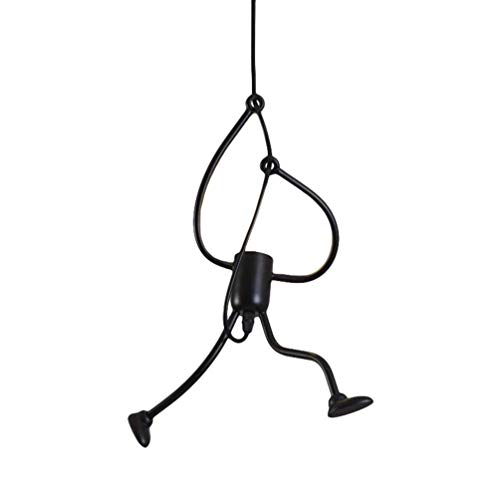 Yuanu Lampara De Techo Retro Hierro Forma De Villano Luces De Techo Creativo LíNea Ajustable De 150 Cm Led CláSico Luces Colgantes con Bombilla para Dormitorio, Pasillo, Cocina, BalcóN Negro 1#