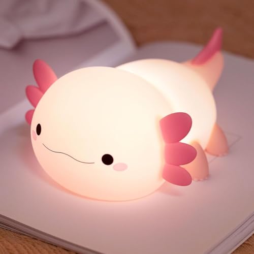 Desidiya Silicon Axolotl Fish Touch Silicon Night Light, Birthday Gift for Girls and Boys, Axolotl Night Lamp for Kids Cute Squishy Silicone Adorable Lightning Christmas Gifts, Bedside Light for Kids