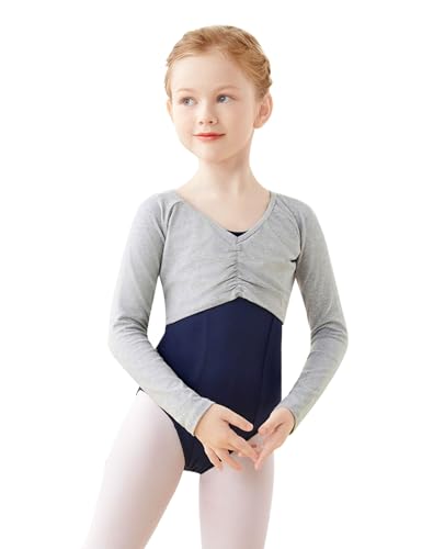 Kids Girls Ballet Wrap Tops Long Sleeve Crop Dance Sweaters for Leotards