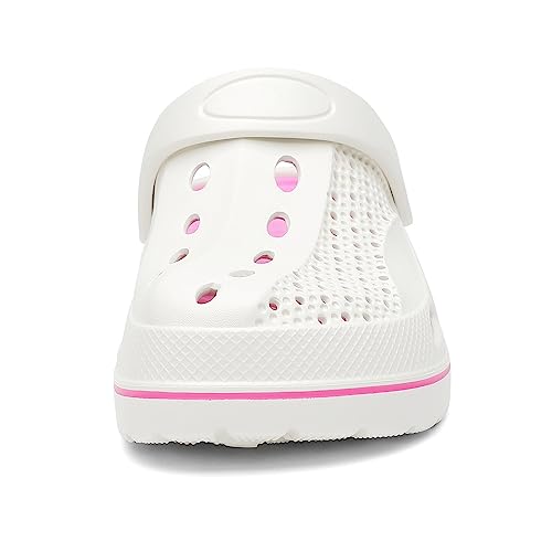 Vzq Women And Men Arch Support Clogs Slip-On Garden Shoes Outdoor Beach Slippers Sandals With Plantar Fasciitis Feet Cushion Insoles White And Rose Red Size Male4.5-5.5 Female5.5-6.5 #TOP2