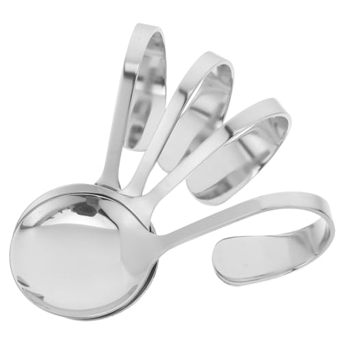 MUCKLILY 4piezas Cucharas De Acero Inoxidable Para Ensaladas Mango Vajilla Para Bufé Para Fiestas