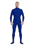 Aniler Men's and Women's Spandex Zentai Costume Bodysuit Stretch Halloween Unitard Party Cosplay Body Suit (X-Large, Blue)