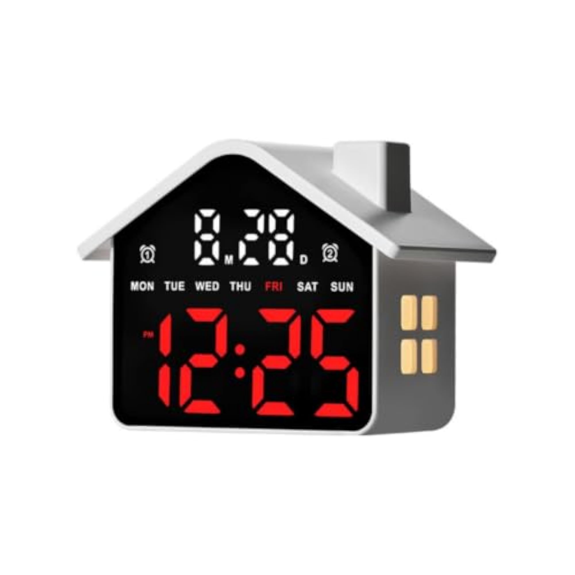 Bright Bedside Clock with Night Light, Compact House-Shaped