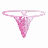 Celucke Herren Spitzen String Tanga Sissy Slips Höschen Mini Sexy G-String Dessous Unterwäsche Low Rise Erotik Reizwäsche Unterhose
