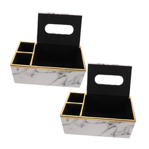 Boîte à mouchoirs similicuir Alipis lot de 2 avec rangement bureau - 2