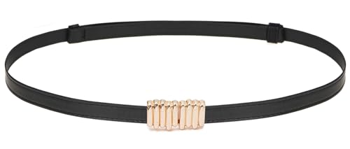 Skinny Belts for Women PU Leather Waist Belt Thin Waist Belt with Gold Alloy Buckle for Dresses