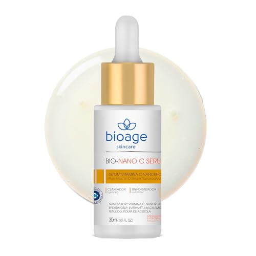 Bioage Bio-Nano C Sérum Facial 30% 30ml - Sérum Concentrado de Vitamina C Nano e Niacinamida Clareador Antienvelhecimento Rugas Linhas