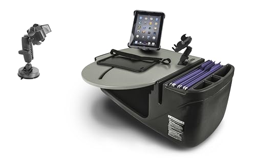 AutoExec Roadmaster Car Desk for Your Vehicle Workstation and Mobile Office, Grey, with Phone Mount, Tablet Mount and Su
