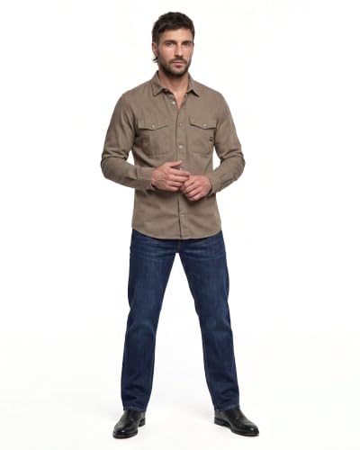 G-STAR Men's Marine Slim Long Sleeve Shirt Braun (Fossil Gd D24963-D454-J321) S – Ansicht 3