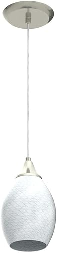 Miniatura 4 de Glassland Lámpara colgante, 1 luz de iluminación de cocina en níquel cepillado con vidrio blanco, certificación ETL