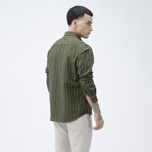 Image of BASICS Cotton-Linen Blended Men's Shirt | Slim Fit | Everyday Smart Casual Wear | Full Sleeve