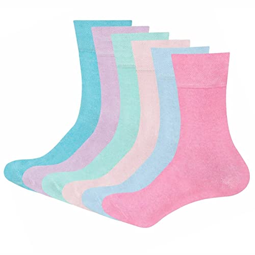 VEARZ Ladies Diabetic Top Socks Non Elastic Cotton Rich Every Day Socks Womens Easy Grip Calf Socks With Hand Linked Toes Size UK 4-7 (Pastel(03 Pairs))