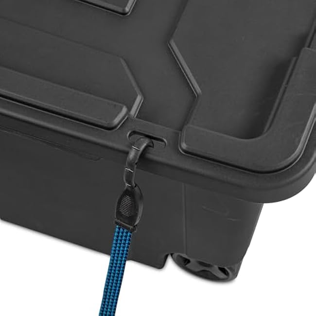 40 Gallon Extra Large Wheeled Storage Bin,Heavy Wheeled Industrial Tote,Large Plastic Tote for Garage,for Garage/Camping/Moving - Black Industrial Storage Container